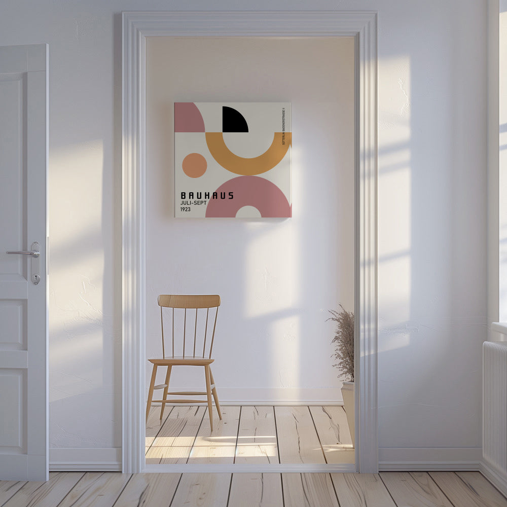 COLORFUL BAUHAUS NO.1 POSTER - Square - Unframed canvas in an interior