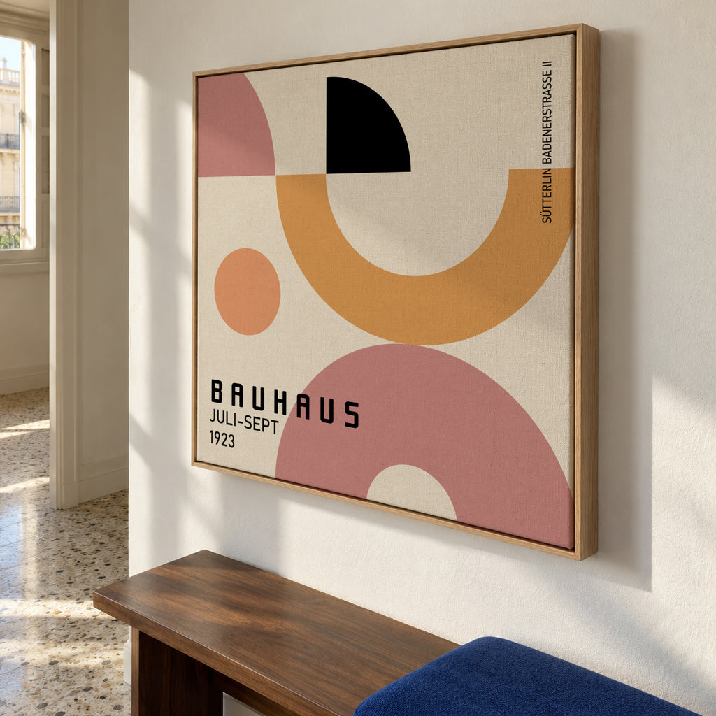 COLORFUL BAUHAUS NO.1 POSTER - Square - Framed canvas in an interior