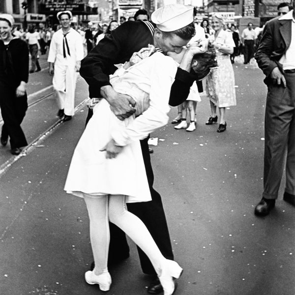 V-J Day Kiss Poster - vintage photograph - Square