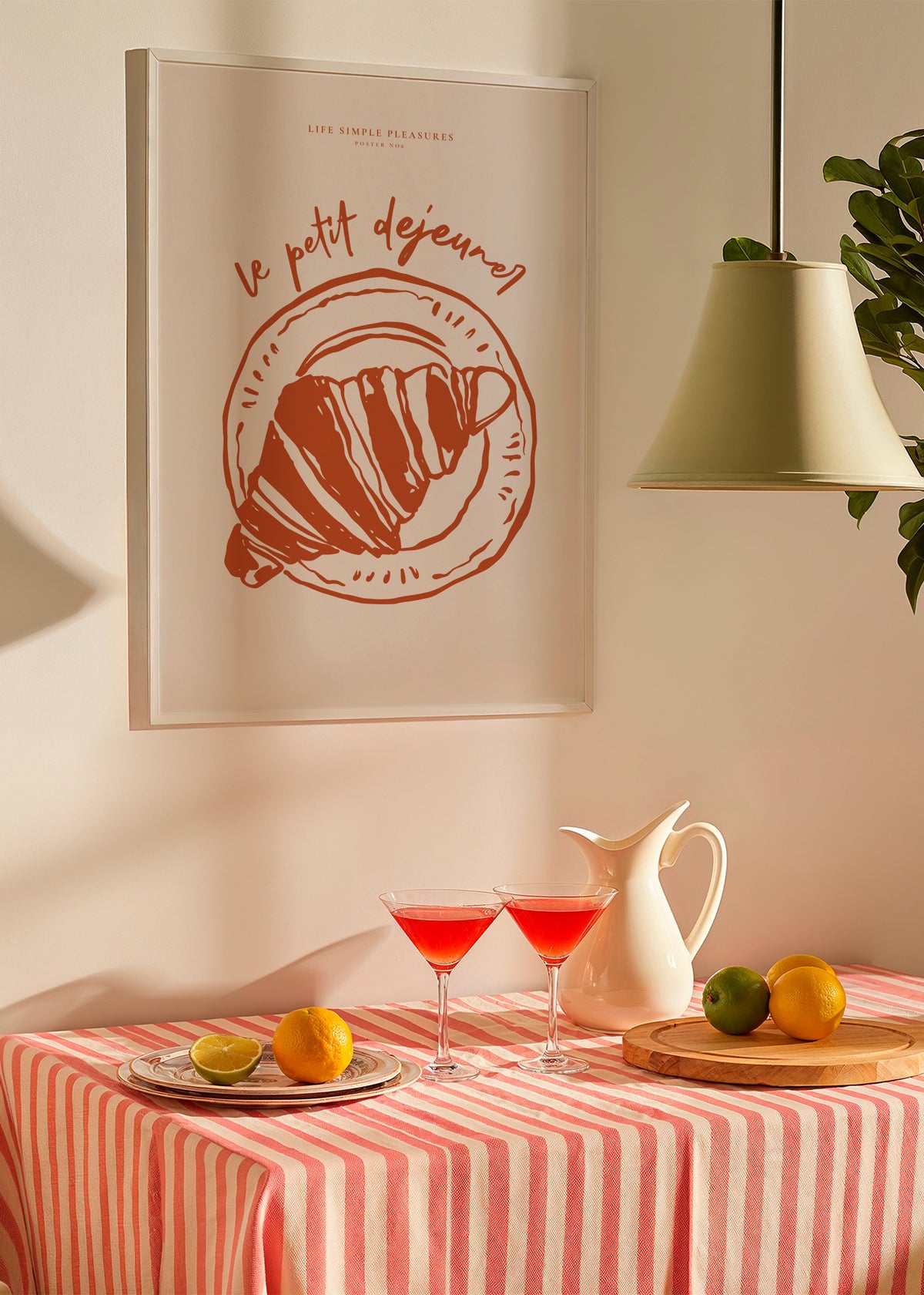 Life Simple simple pleasures - Le petit dejeuner - Framed poster in an interior