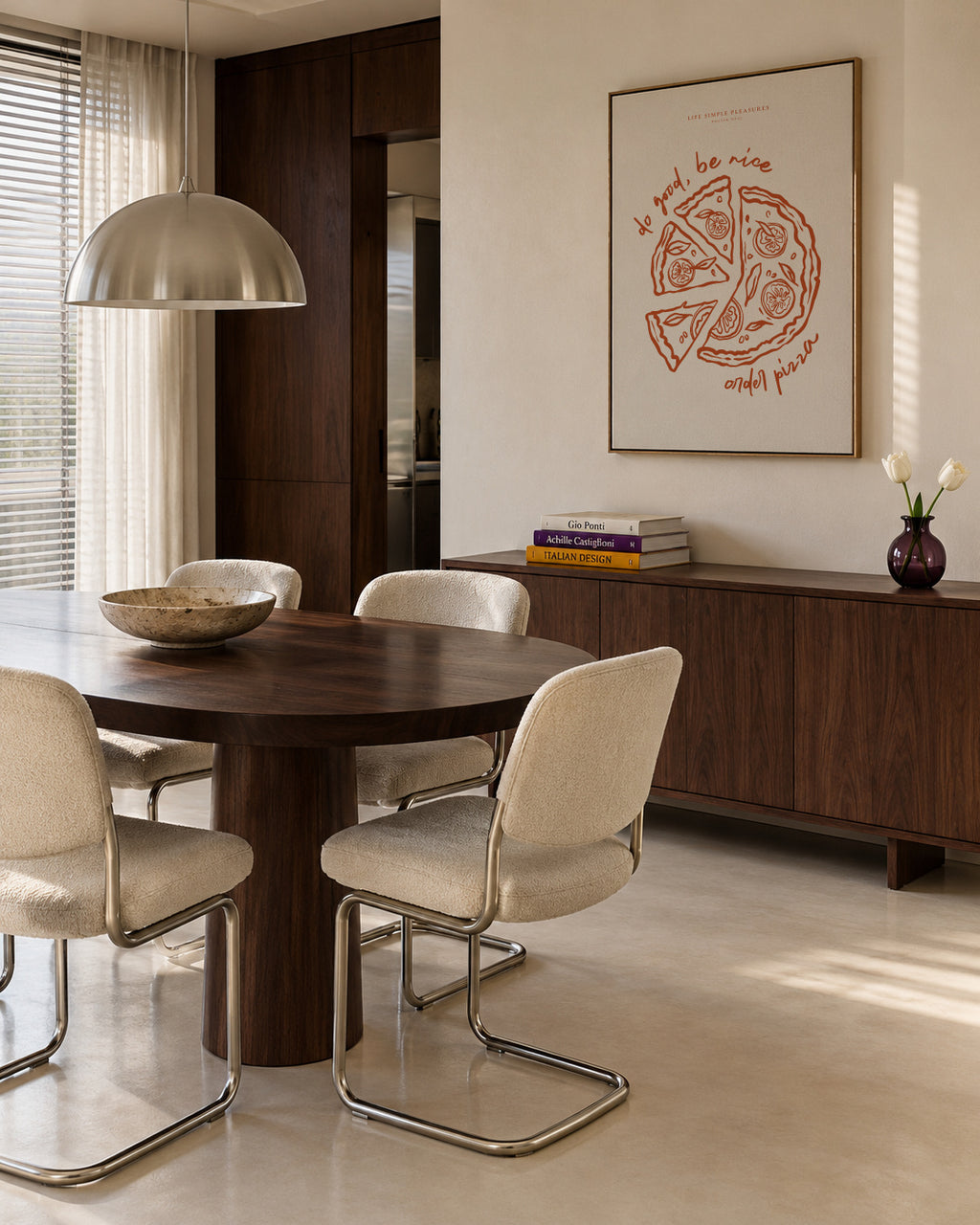 Life Simple simple pleasures - Pizza - Framed canvas in an interior