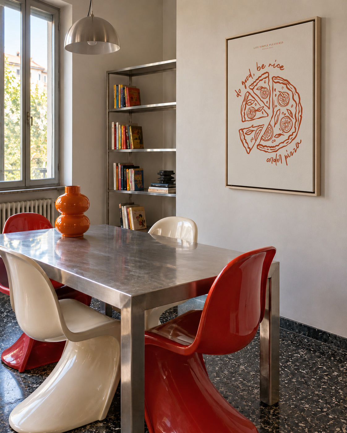 Life Simple simple pleasures - Pizza - Framed canvas in an interior