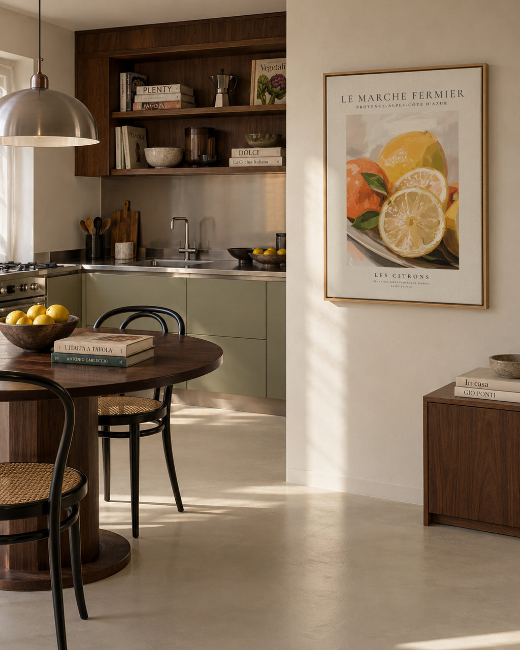 Le marche fermier - Les Citrons - Framed canvas in an interior