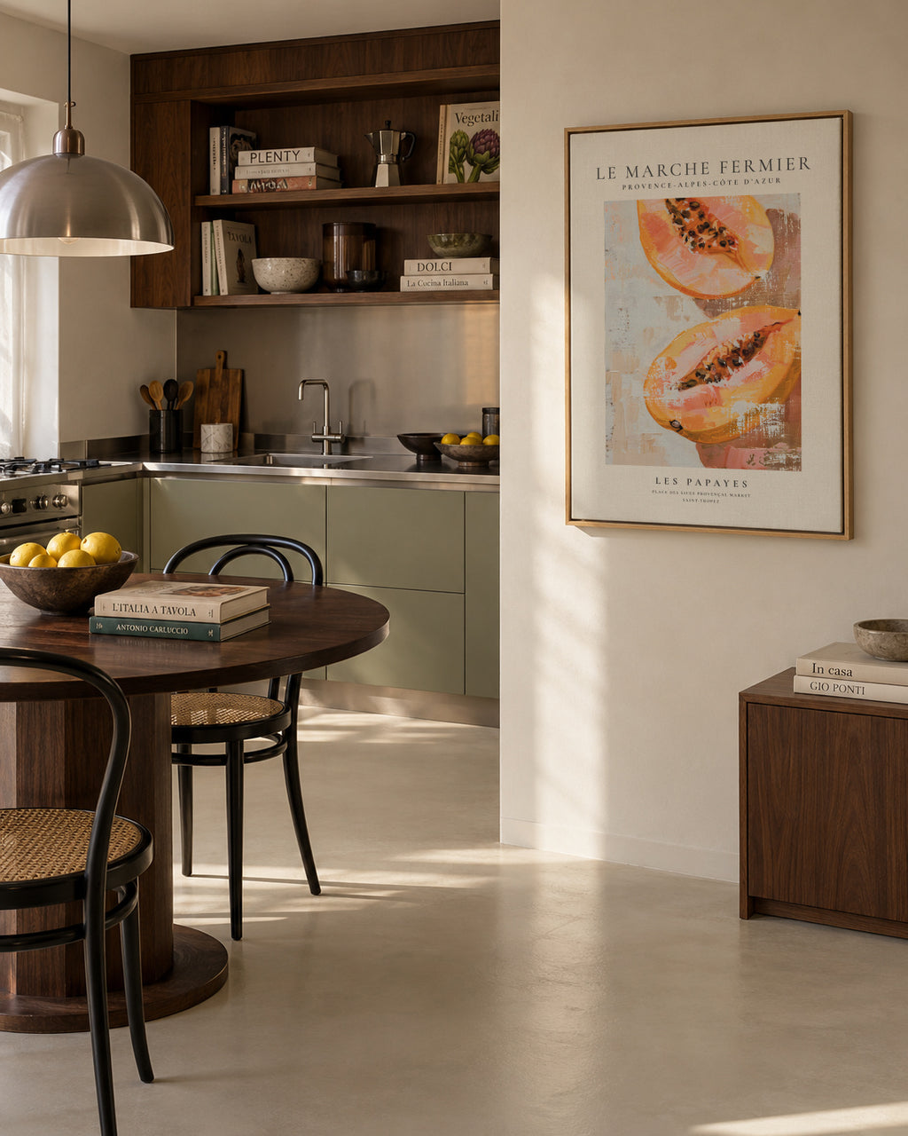 Le marche fermier - LES PAPAYES - Framed canvas in an interior