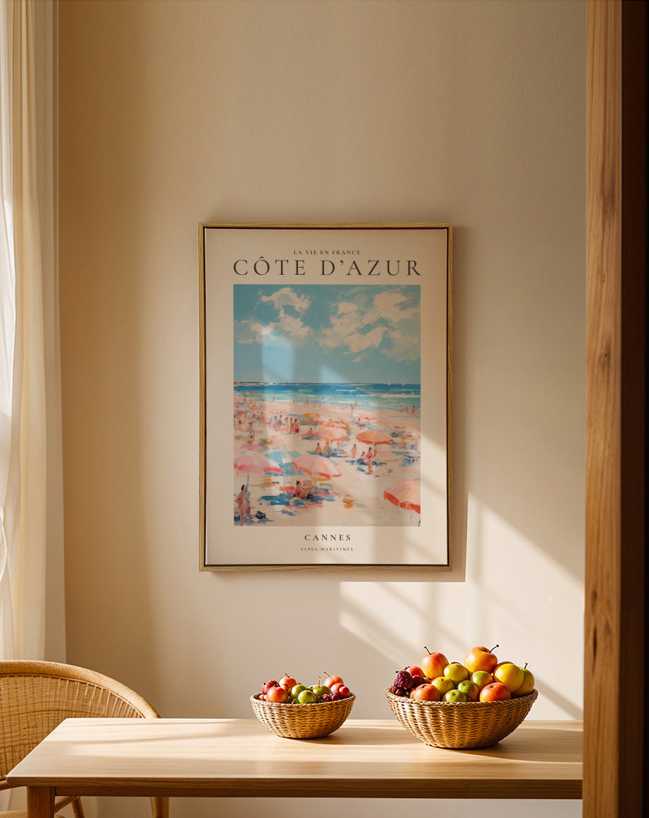 La vie en France, Cannes - Framed canvas in an interior
