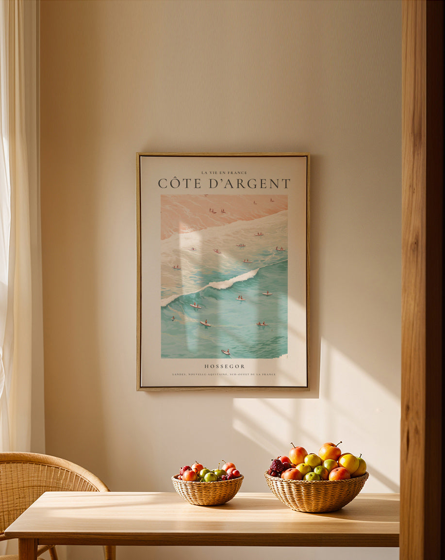 La vie en France, Côte d’Argent - Framed canvas in an interior