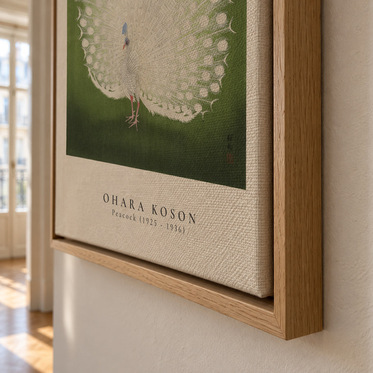 Ohara Koson, Peacock - Framed canvas detail