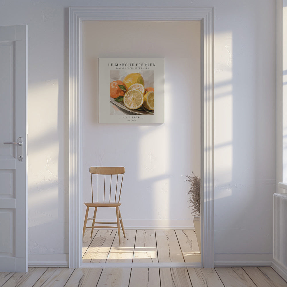 Le marche fermier - Les Citrons - SQUARE - Unframed canvas in an interior