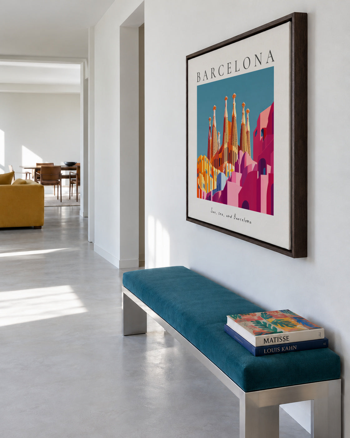 Barcelona - SQUARE - Framed canvas in an interior