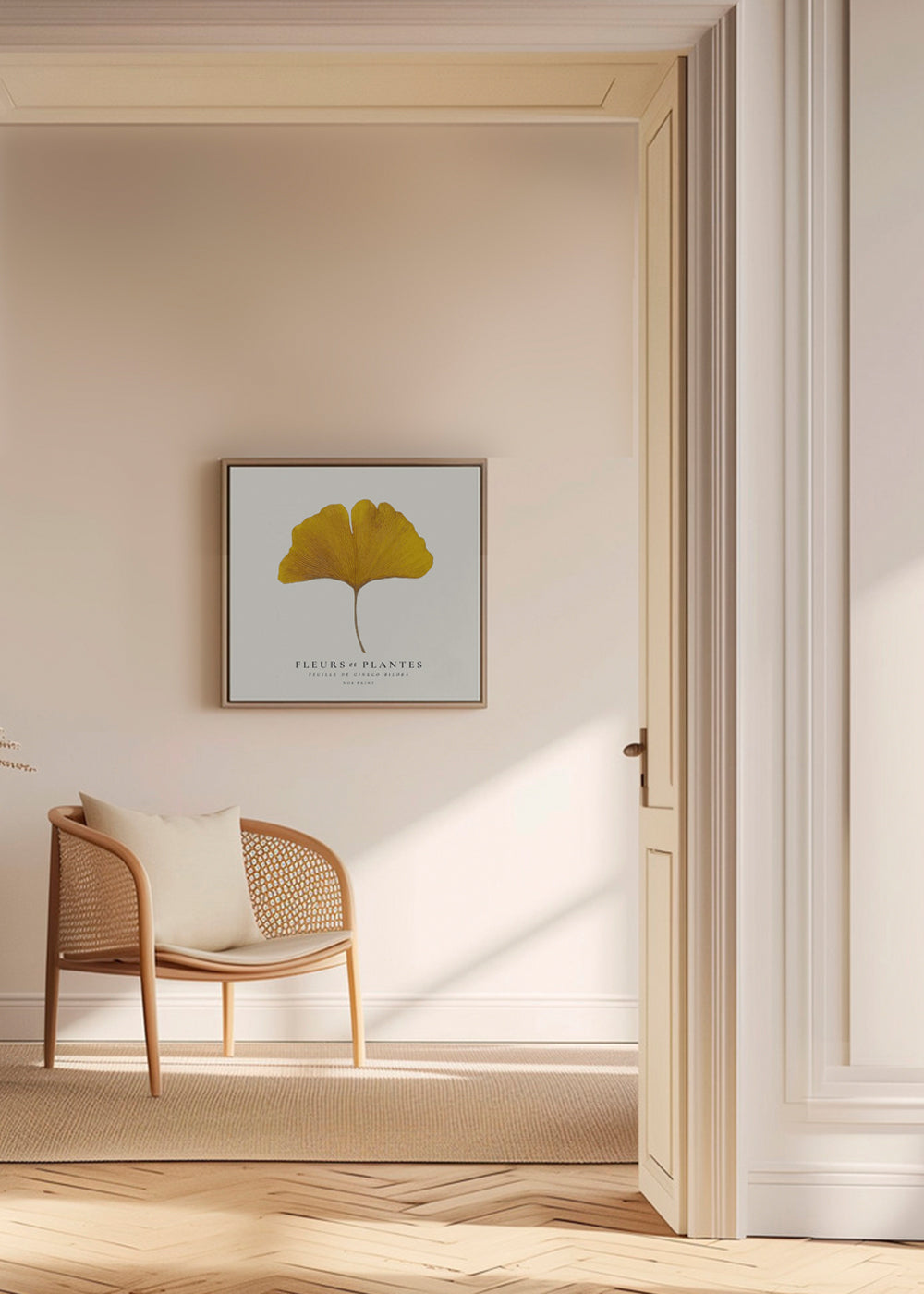 Botanical, Fleurs et plantes -Ginkgo biloba leaf - SQUARE