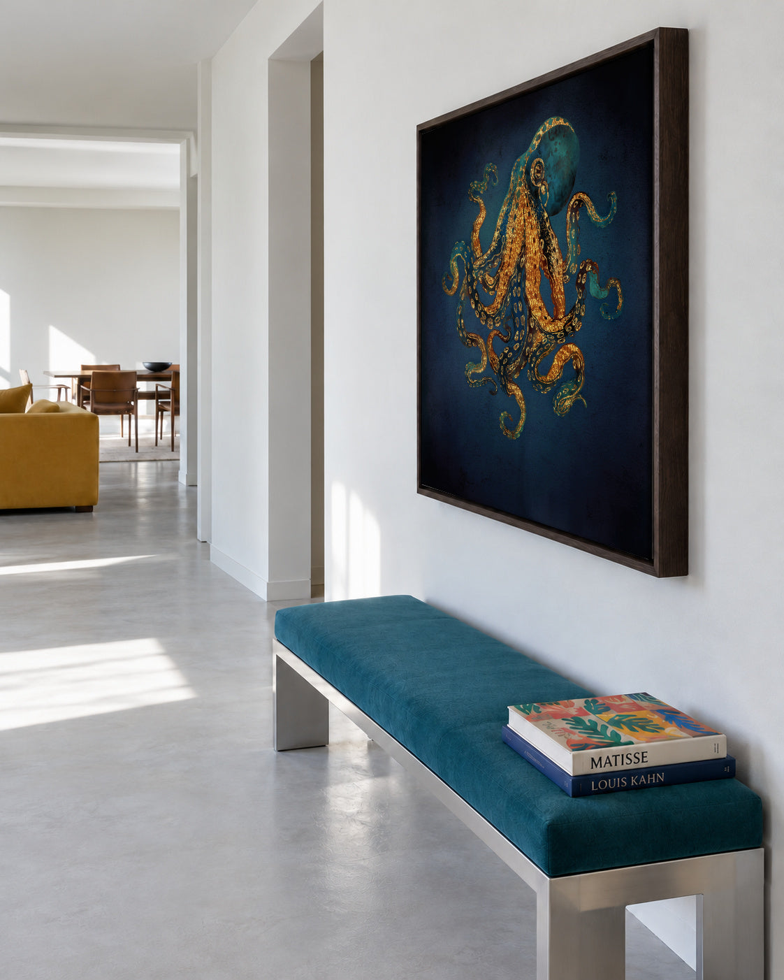 Underwater Dream IV Square - Framed canvas in an interior