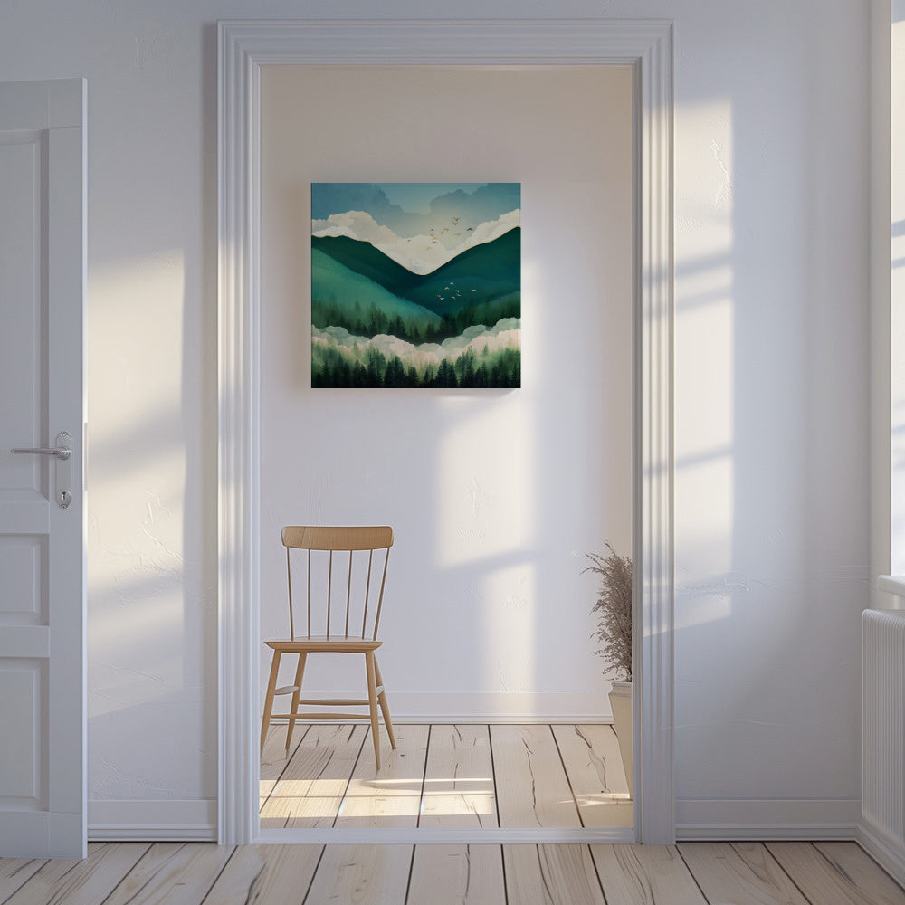 Emerald Hills Square - Unframed canvas in an interior
