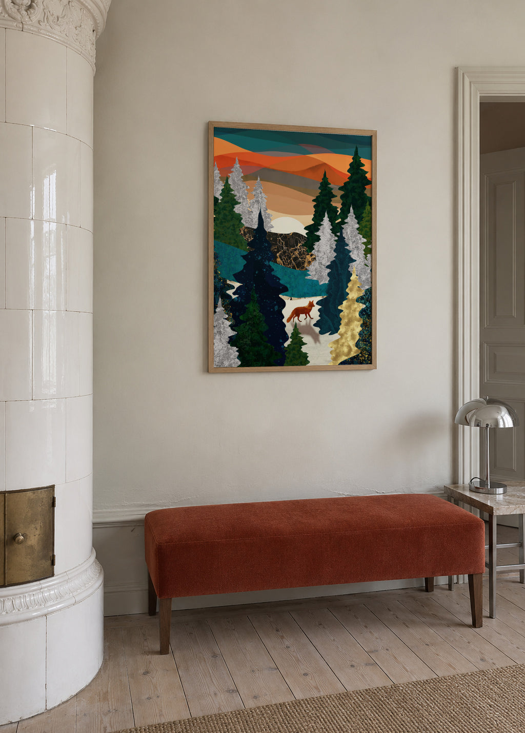 Amber Fox - Framed poster in an interior