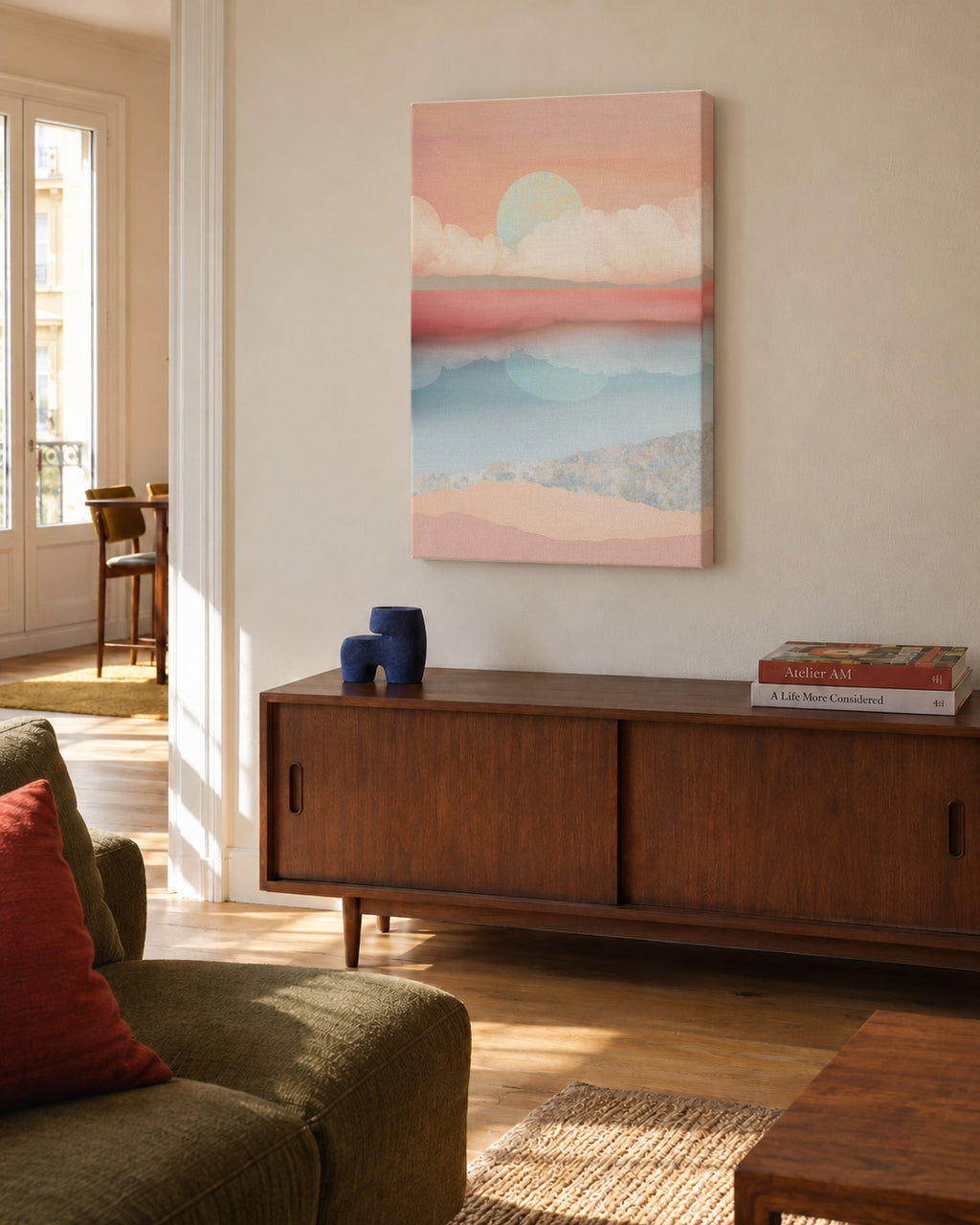 Mint Moon Beach - Unframed canvas in an interior
