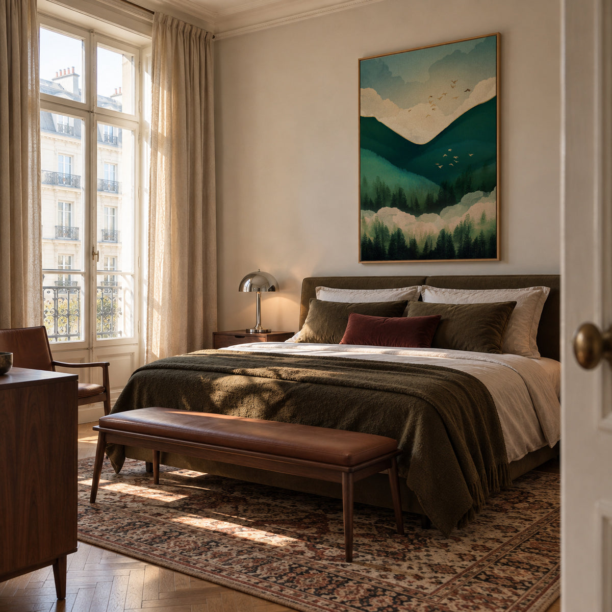 Emerald Hills - Framed canvas in an interior