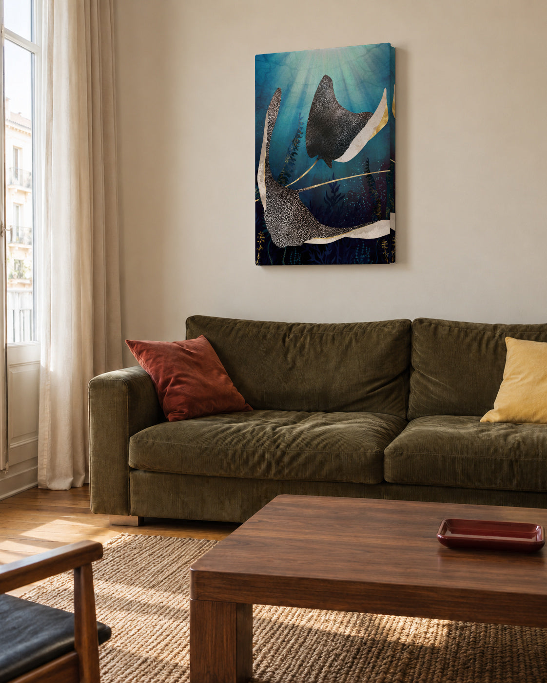 Metallic Stingray - Unframed canvas in an interior