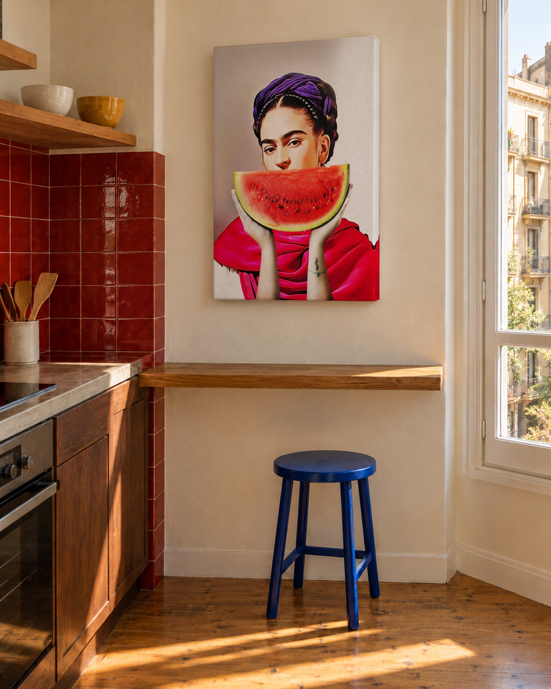 Watermelon Frida - Unframed canvas in an interior