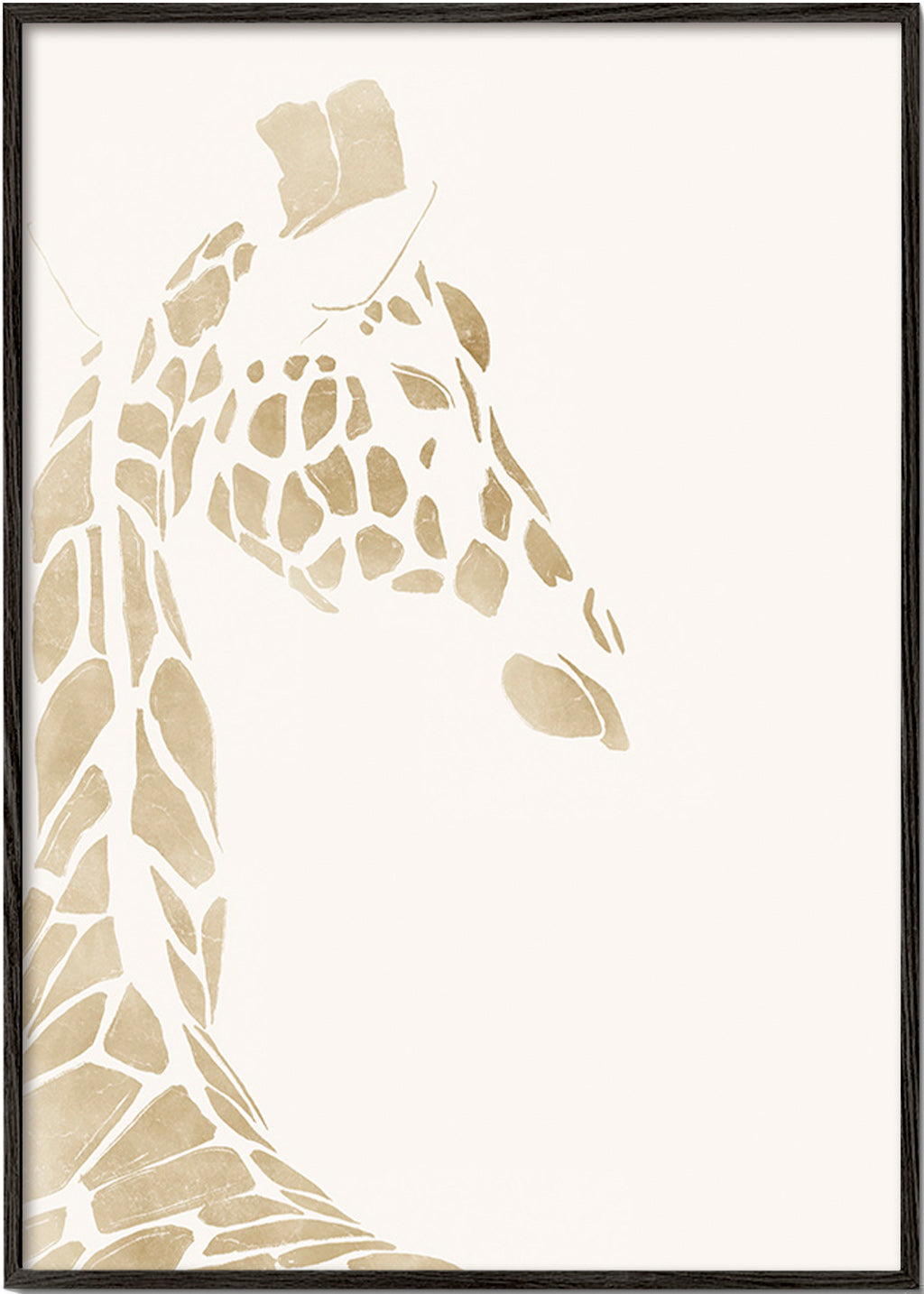 Cuadro jirafa beige perfil – Black Frame