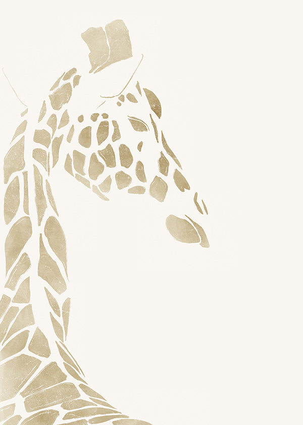 Cuadro jirafa beige perfil