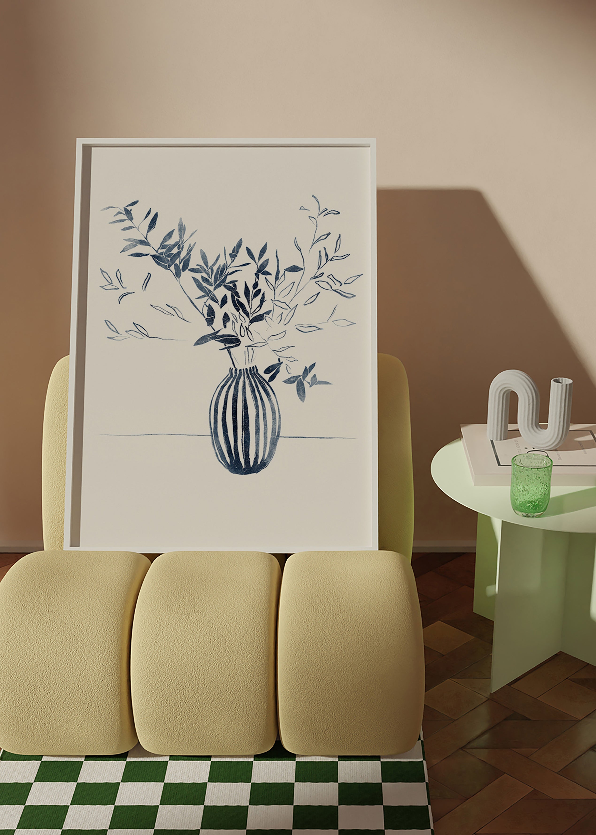 Lámina botánica: ramas azules en jarrón – Product2