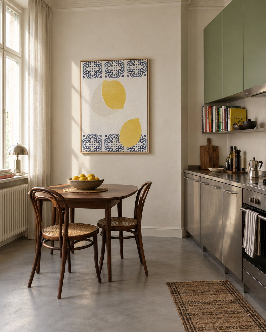 Lemons and Azulejos - Framed canvas in an interior