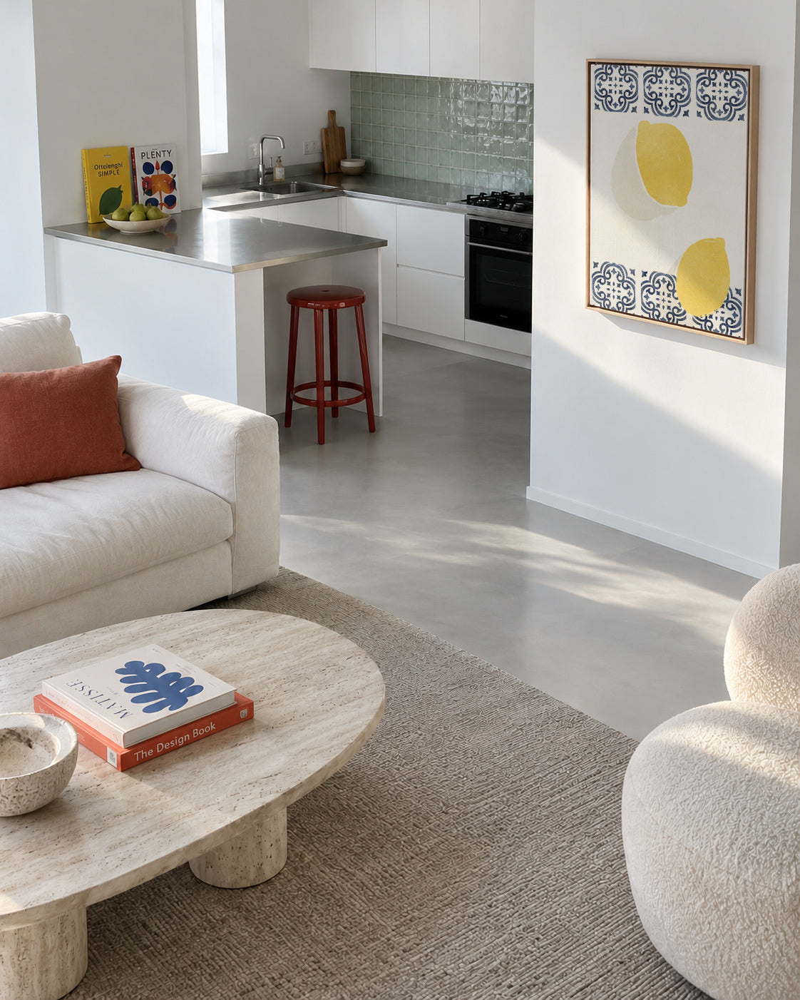 Lemons and Azulejos - Framed canvas in an interior