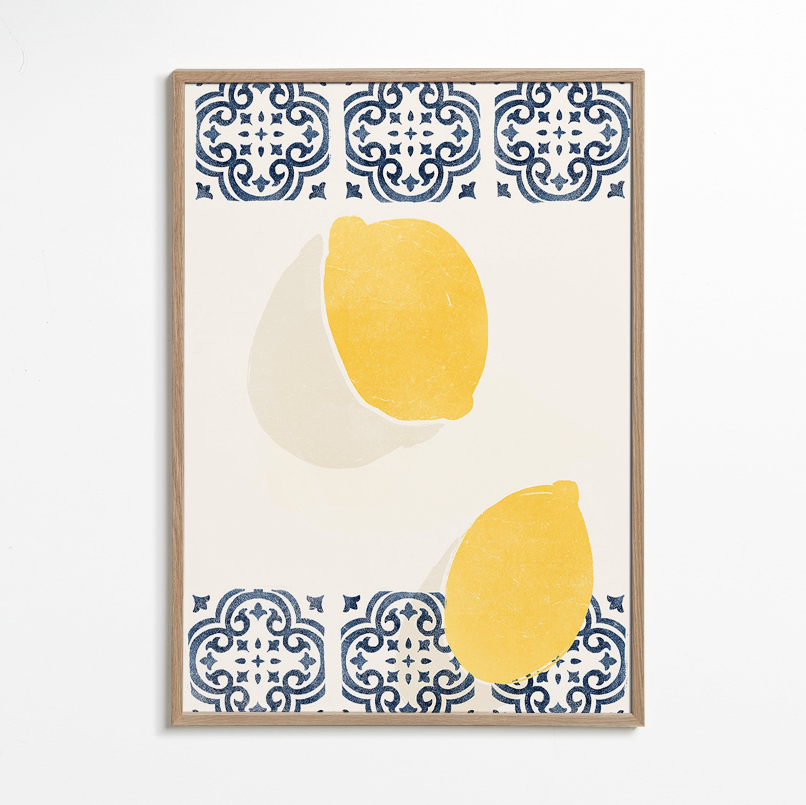 Cuadro de cocina con limones y azulejos – Oak Frame