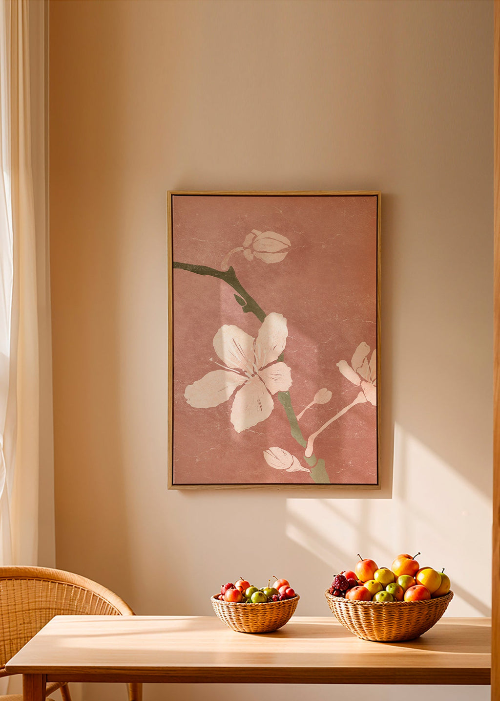 Lámina botánica rosa con flor en primer plano – Canvas2