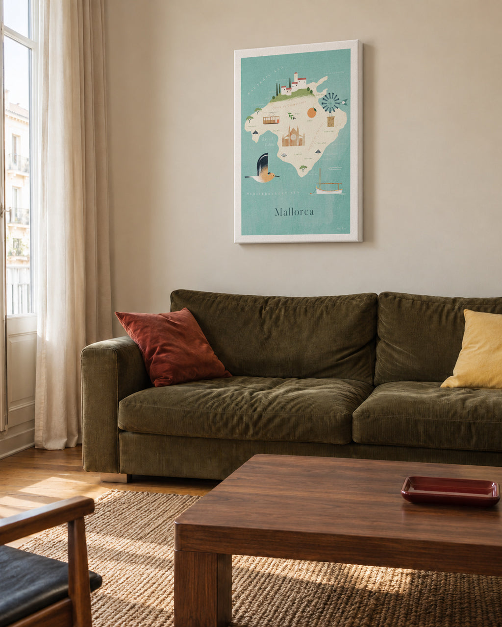 Mallorca Map - Unframed canvas in an interior