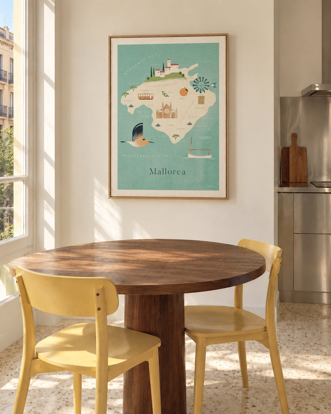Mallorca Map - Framed canvas in an interior