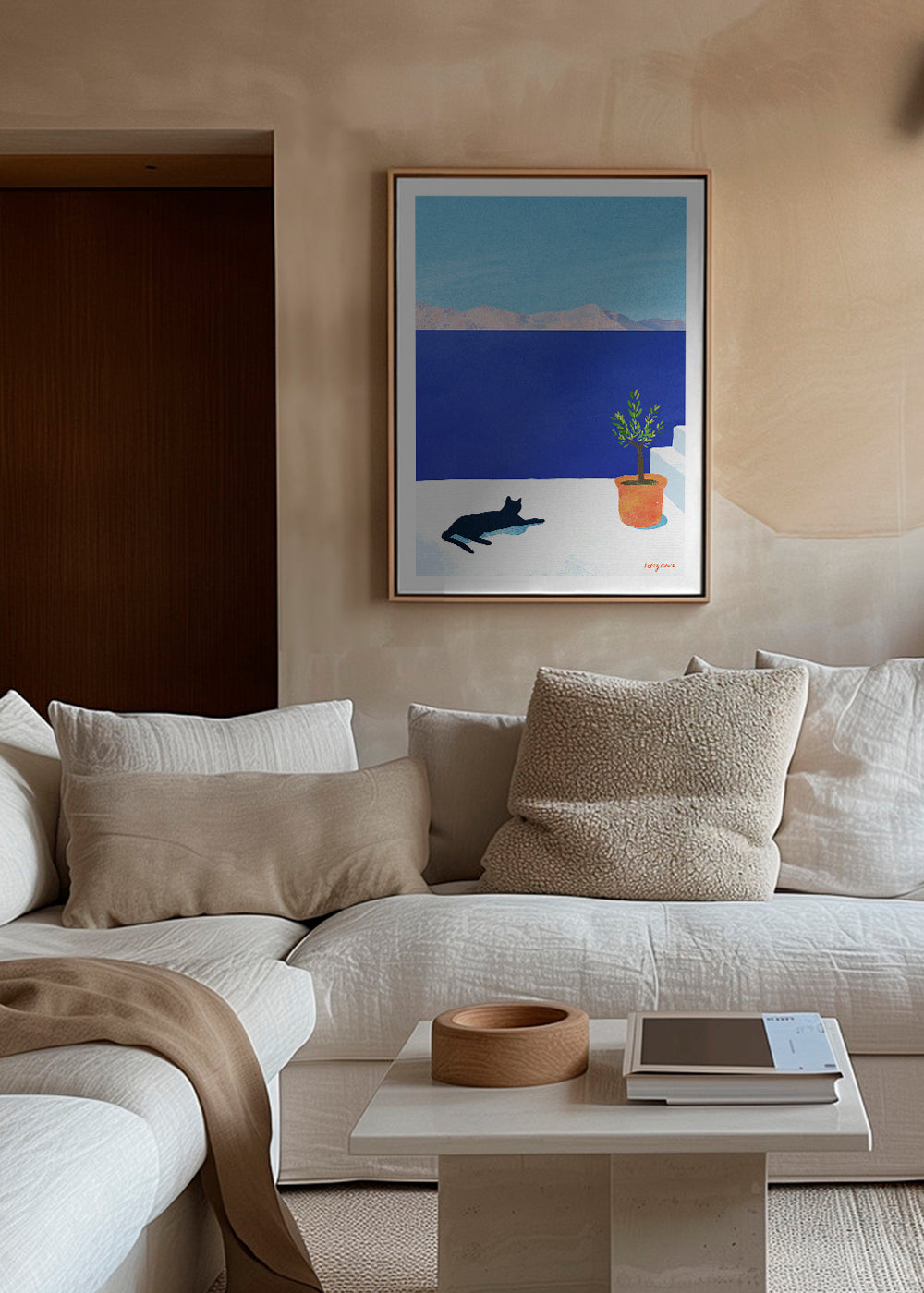 Landschaftskunst Black cat - siesta on the roof