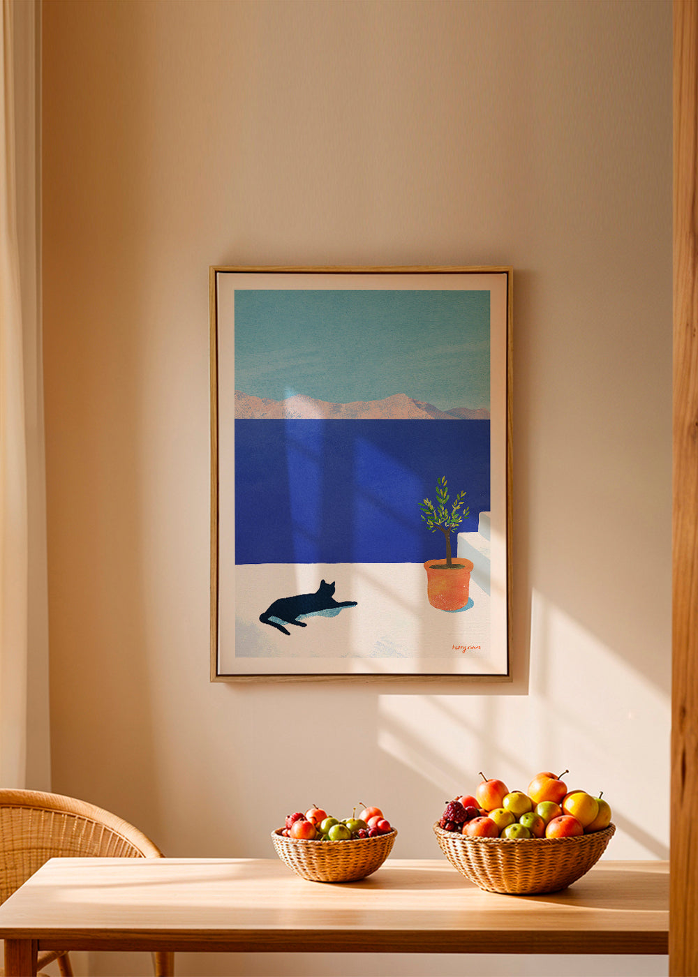 Landschaftskunst Black cat - siesta on the roof