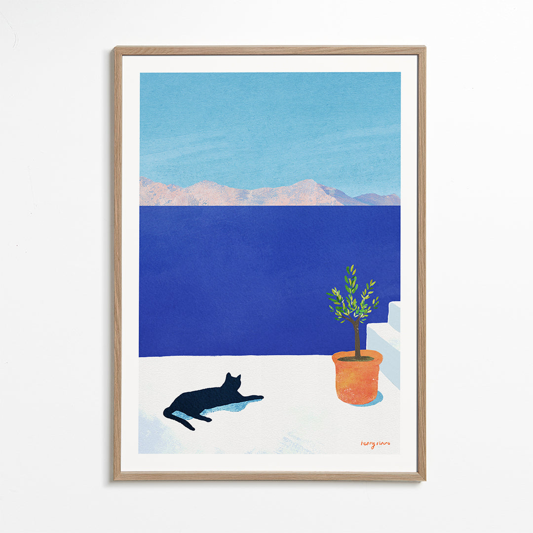 Landschaftskunst Black cat - siesta on the roof