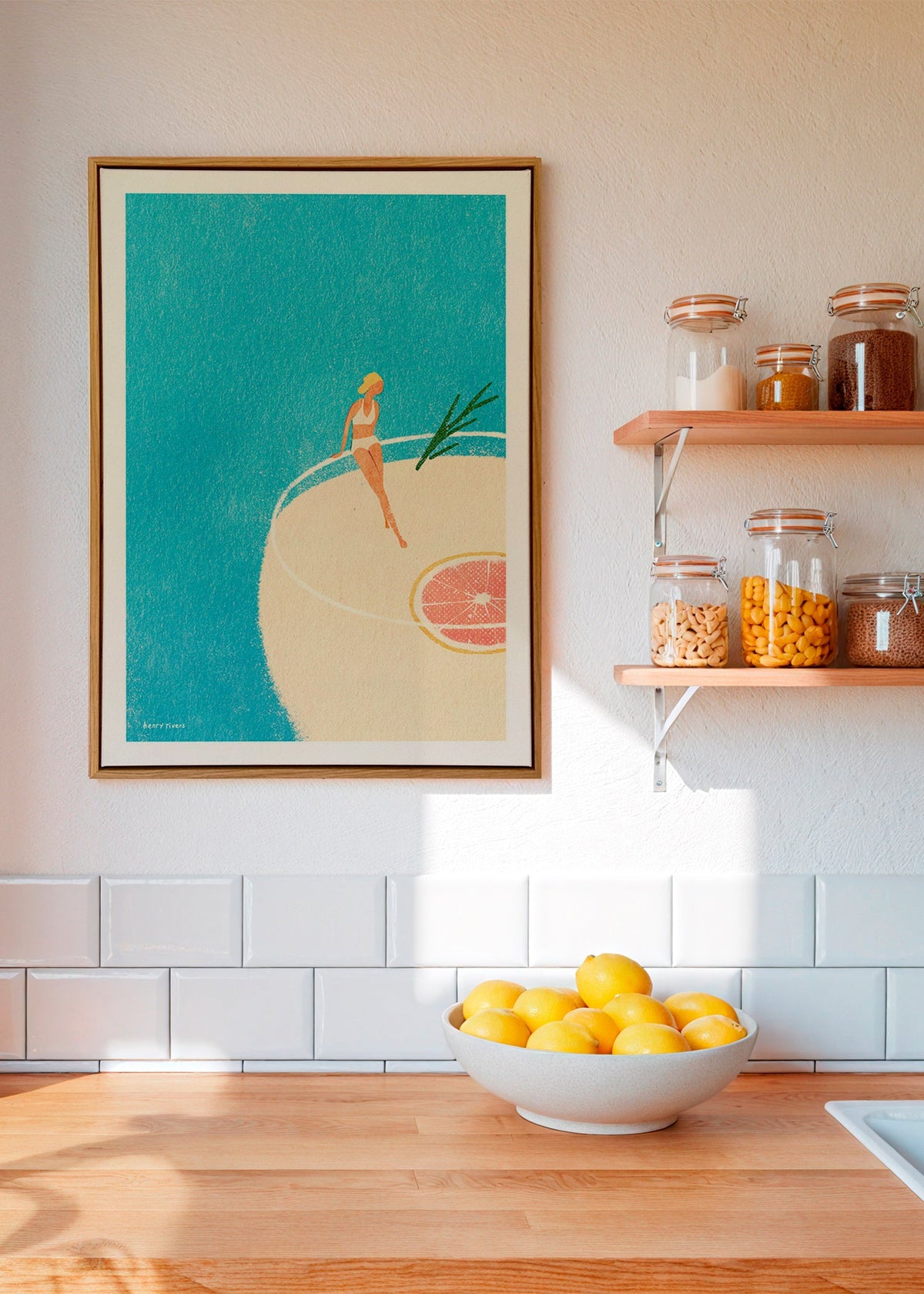 Küchenkunst Gin Tonic Illustration mit Figur – Canvas1