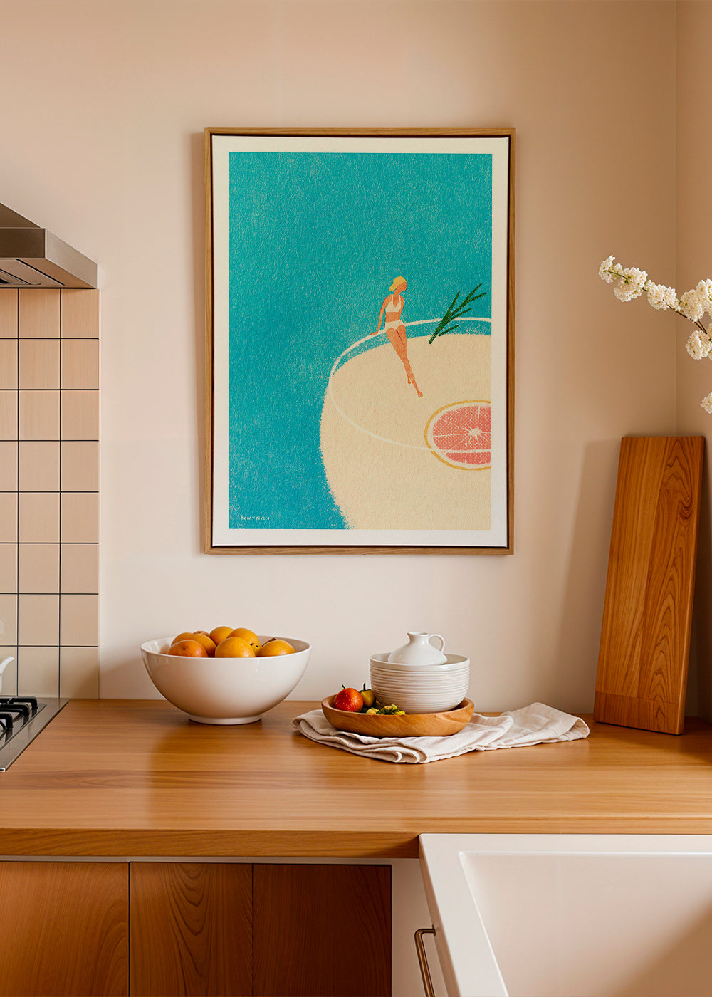 Küchenkunst Gin Tonic Illustration mit Figur – Canvas2