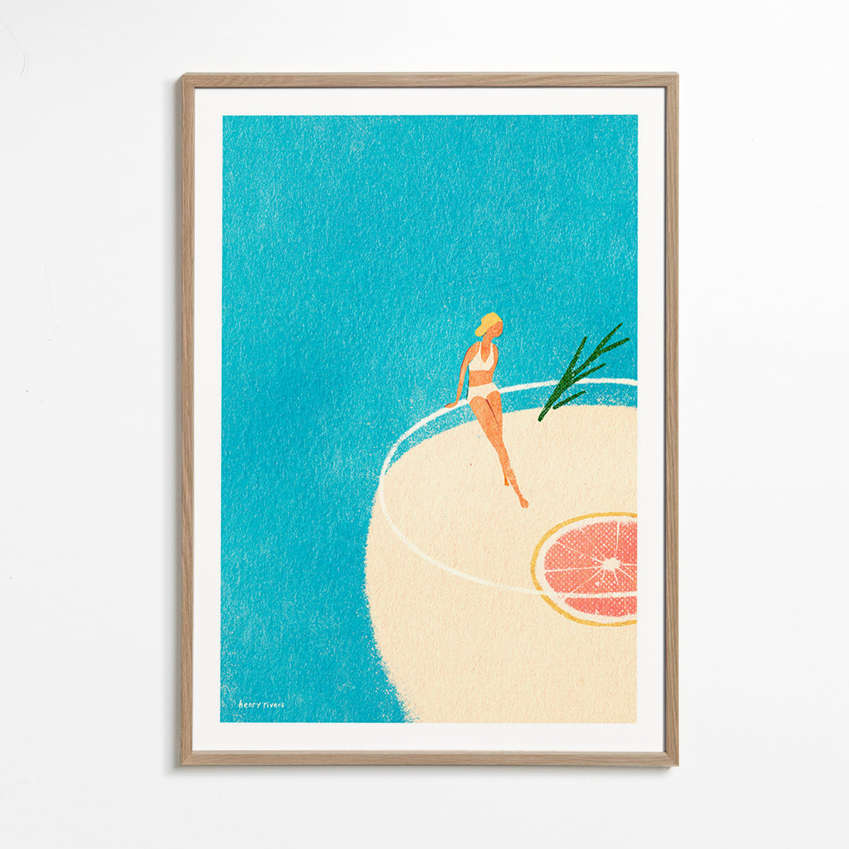 Küchenkunst Gin Tonic Illustration mit Figur – Oak Frame