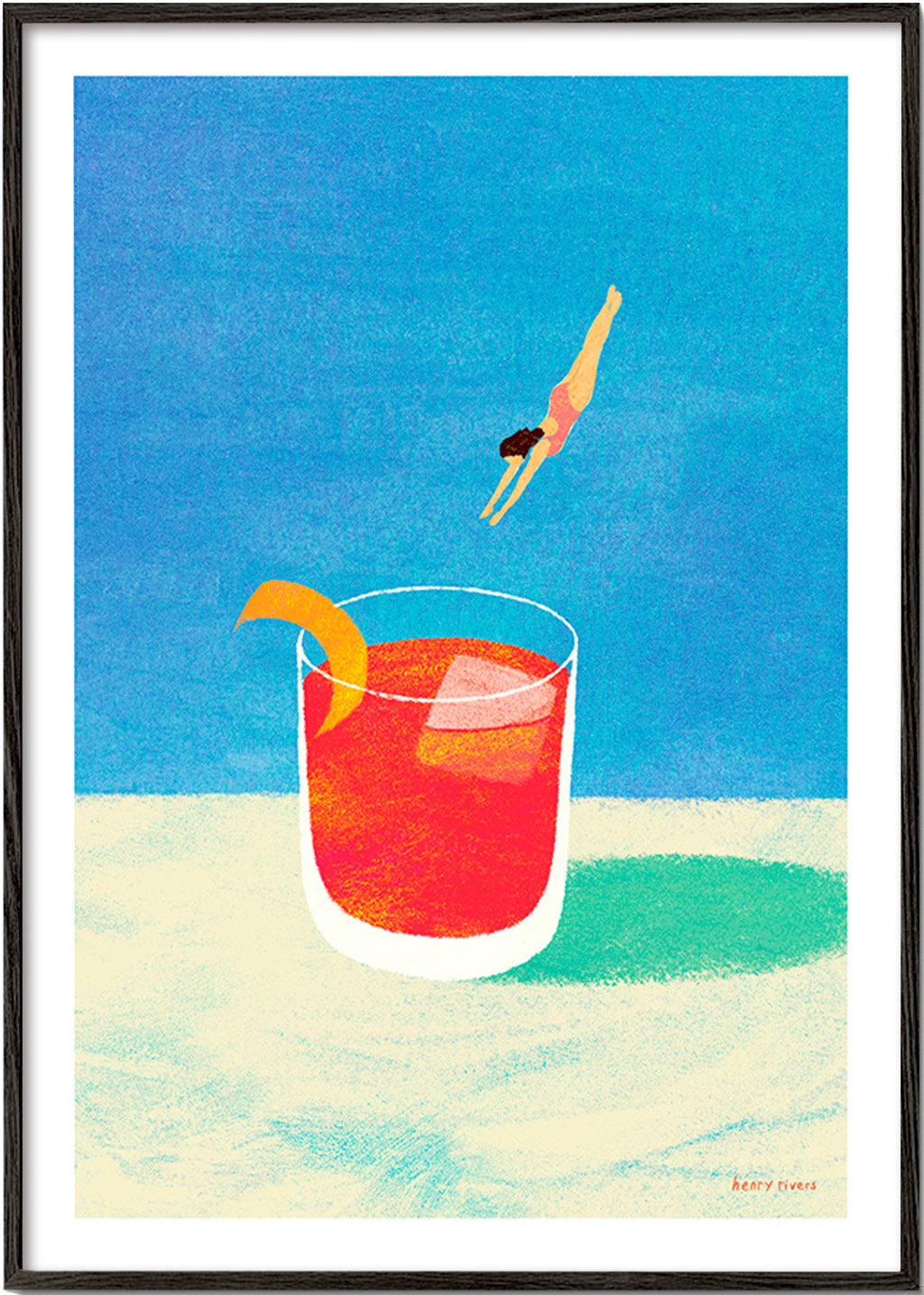 Küchenkunst Negroni mit Taucherin – Black Frame