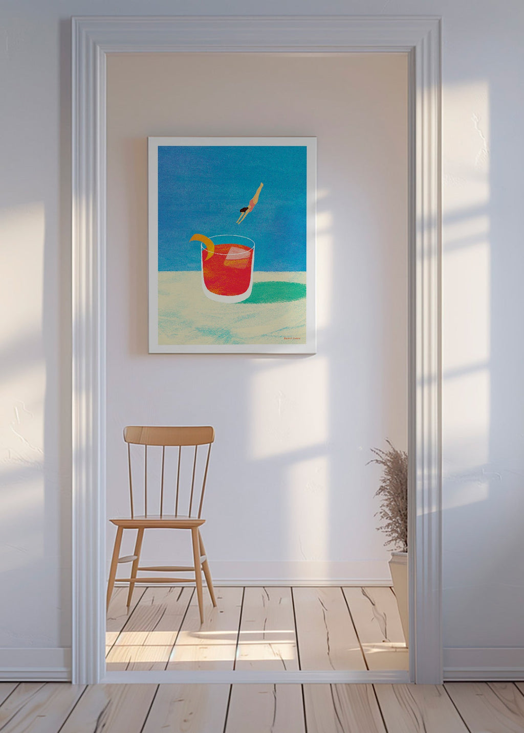 Küchenkunst Negroni mit Taucherin – Canvas