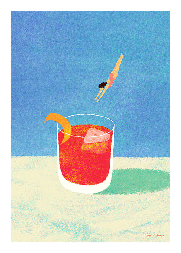 Küchenkunst Negroni mit Taucherin