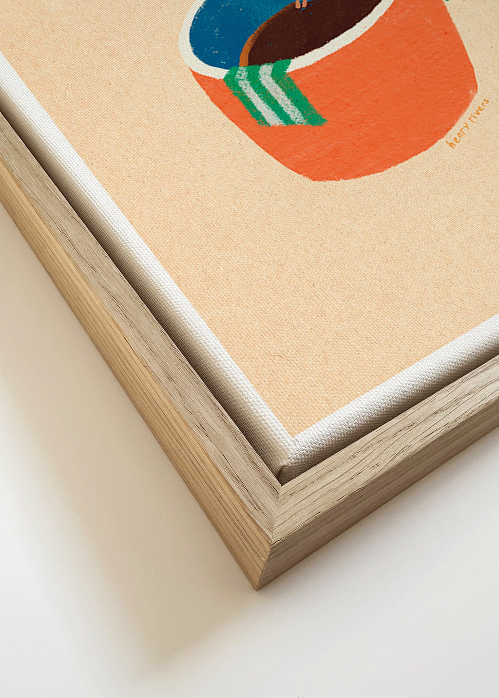 Küchenkunst mit illustrierter Kaffeetasse und Figur – Canvas detail