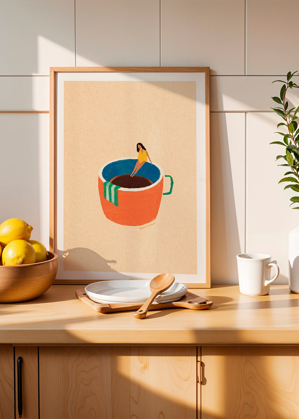 Küchenkunst mit illustrierter Kaffeetasse und Figur – Product1