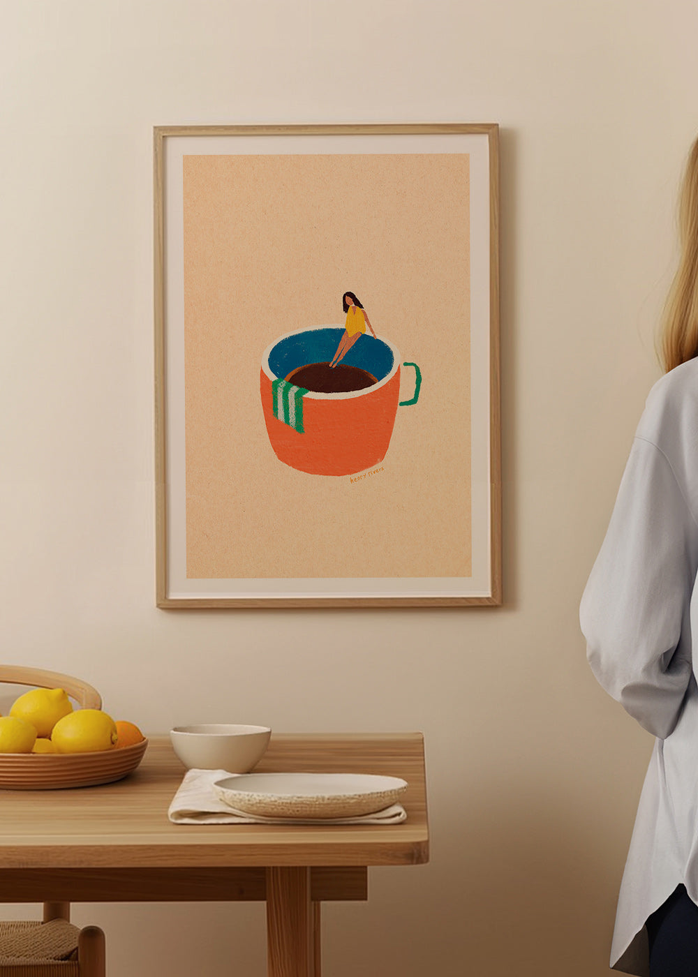 Küchenkunst mit illustrierter Kaffeetasse und Figur – Product3