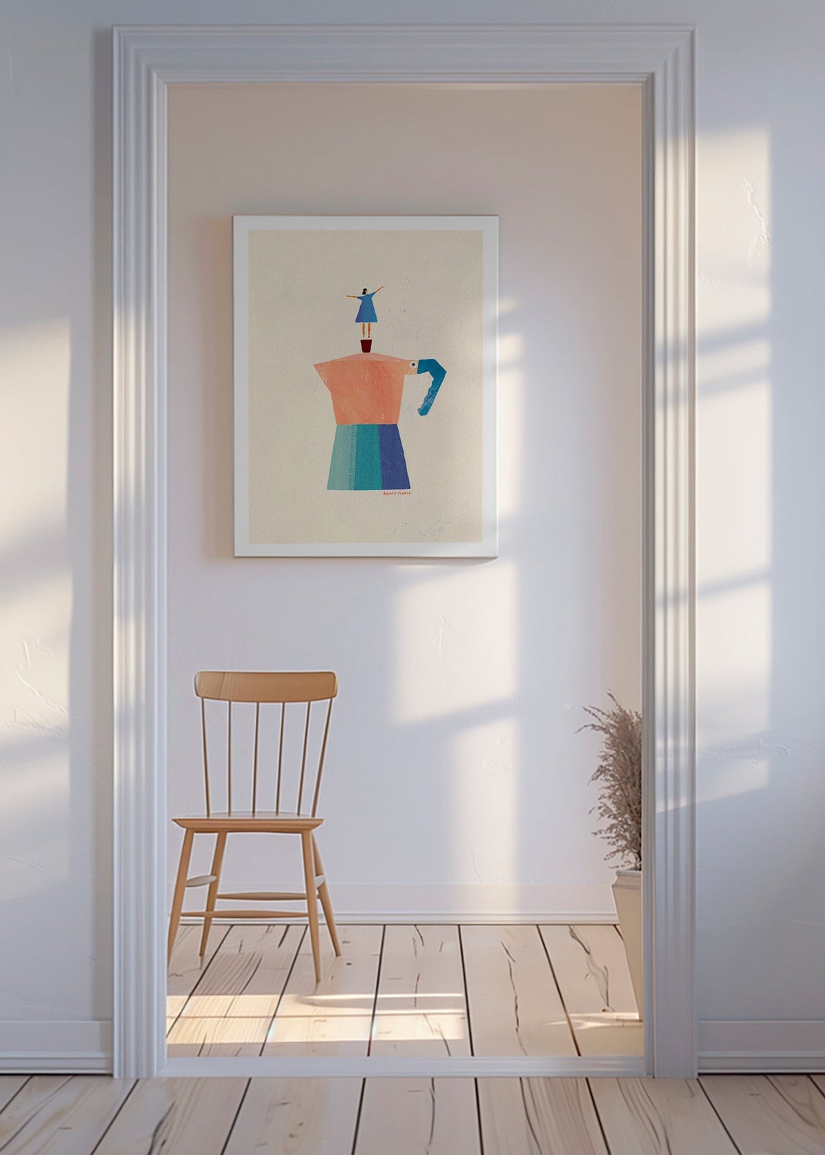 Küchenkunst mit Mokka und verspielter Silhouette – Canvas
