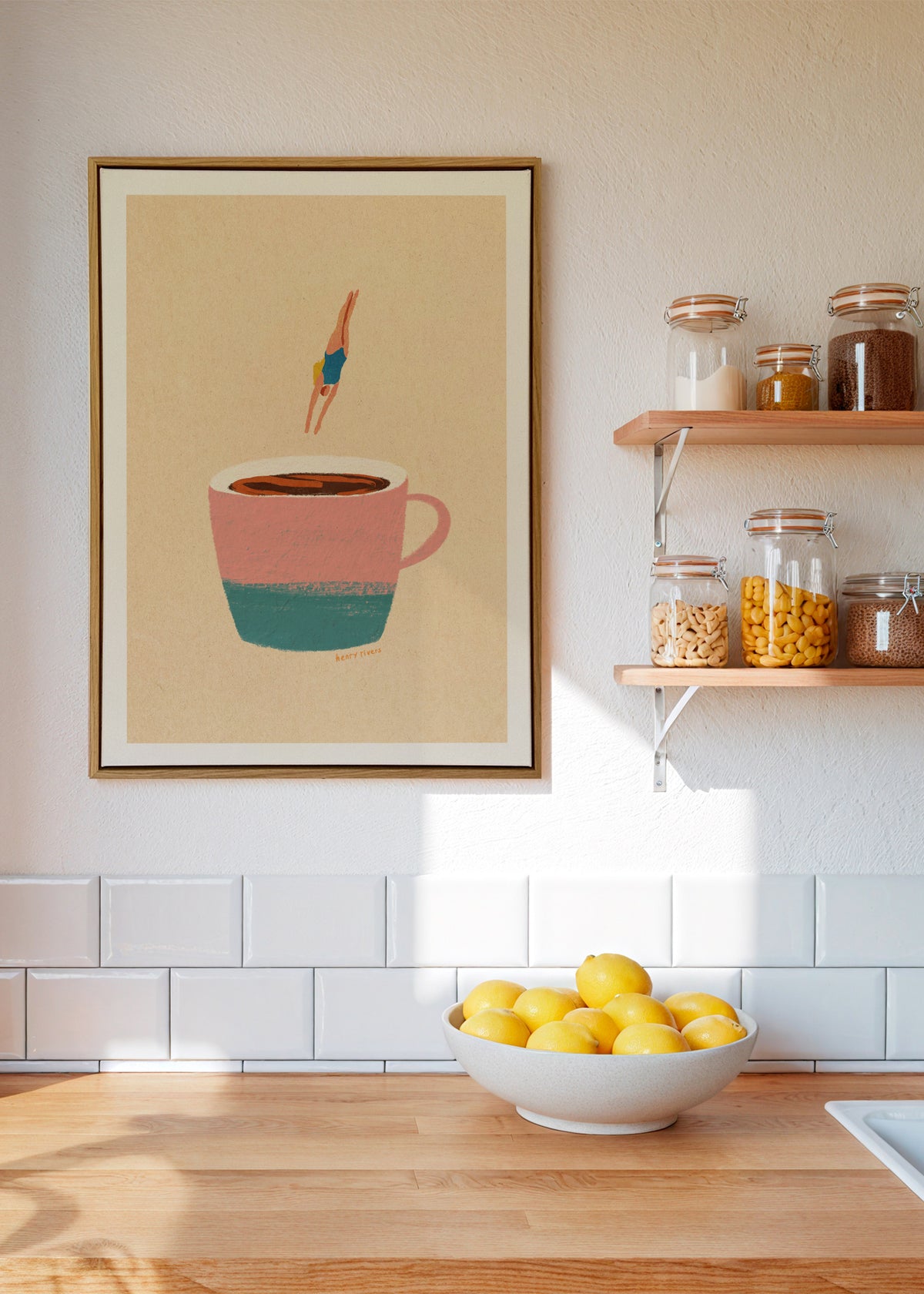 Hello Coffee - Framed canvas in an interior