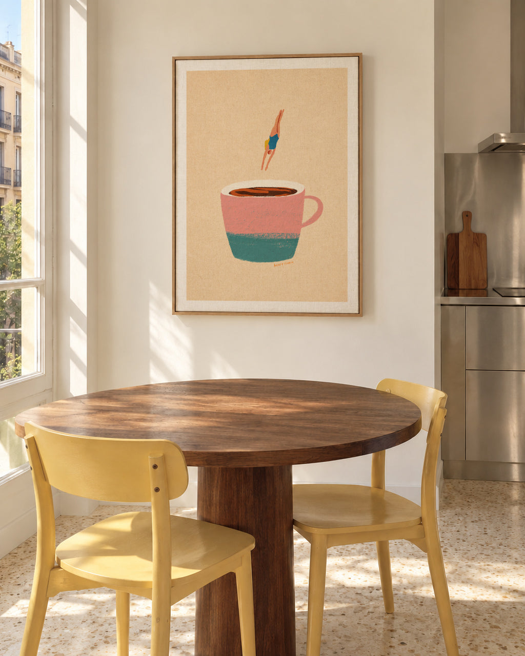Hello Coffee - Framed canvas in an interior