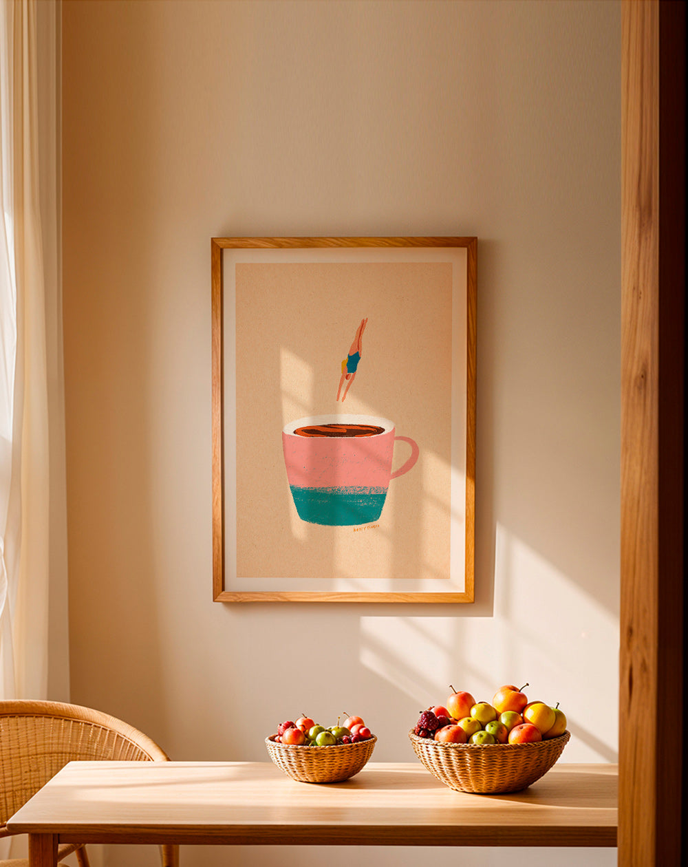 Küchenkunst mit rosa Tasse und Taucherin – Product1