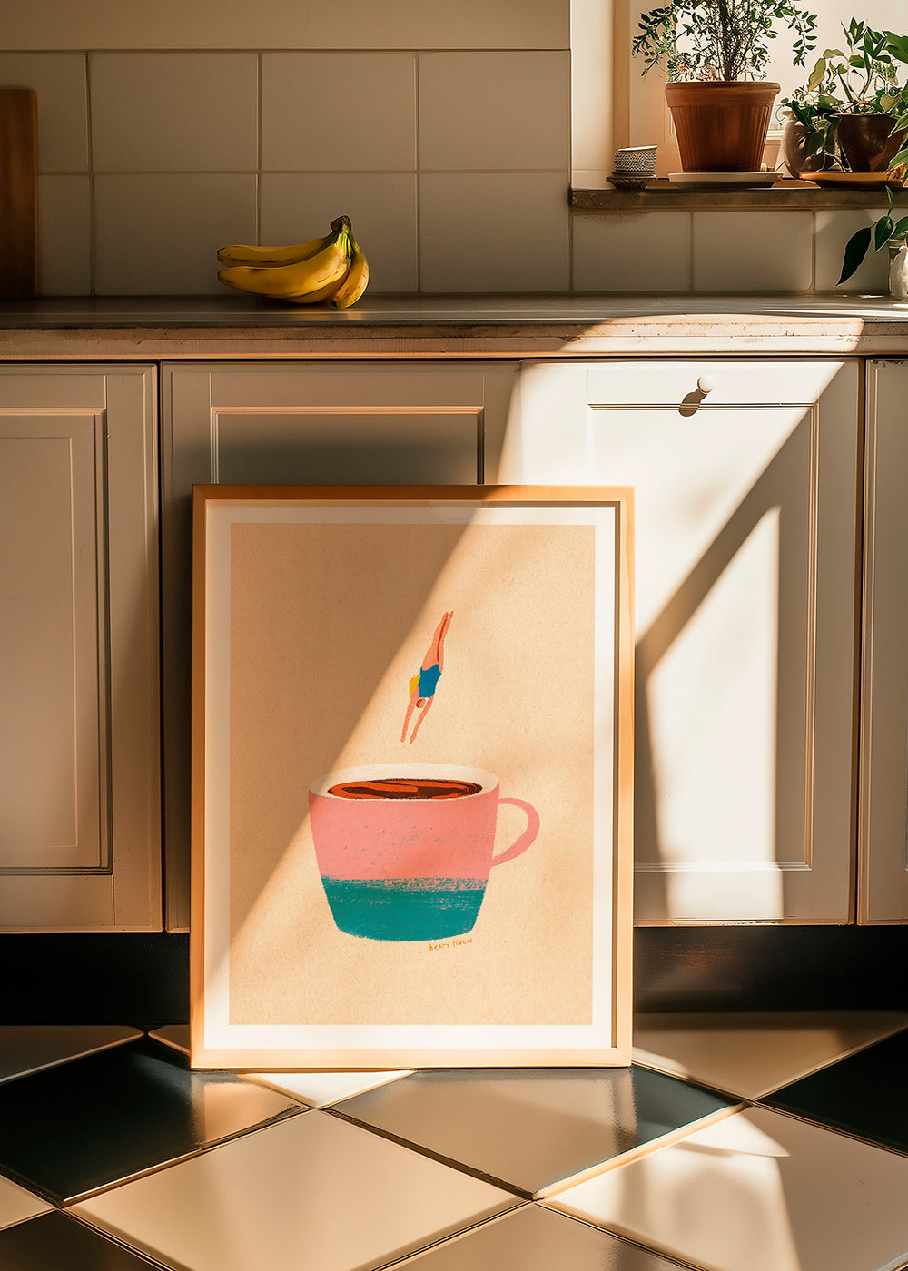Küchenkunst mit rosa Tasse und Taucherin – Product2