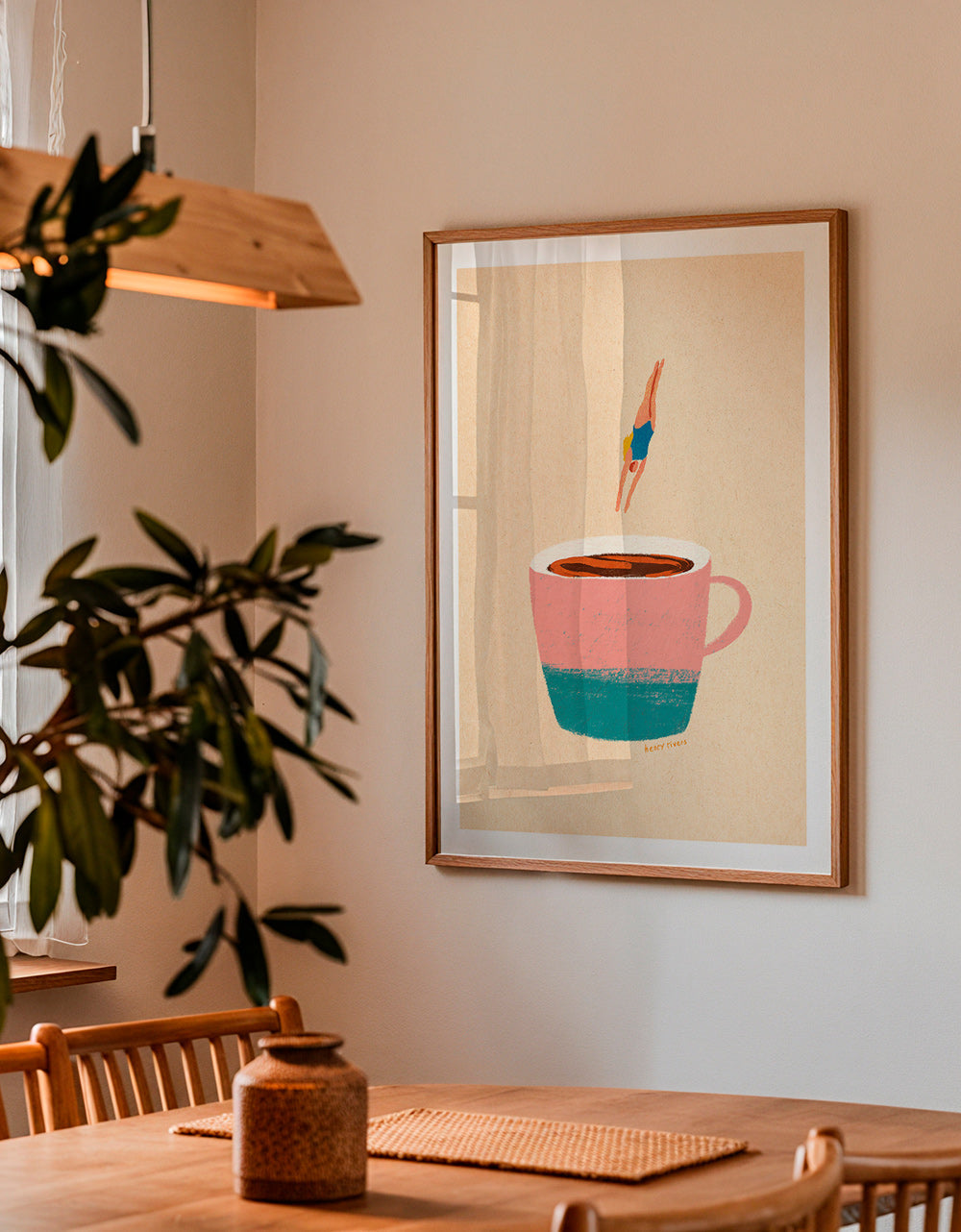 Küchenkunst mit rosa Tasse und Taucherin – Product3