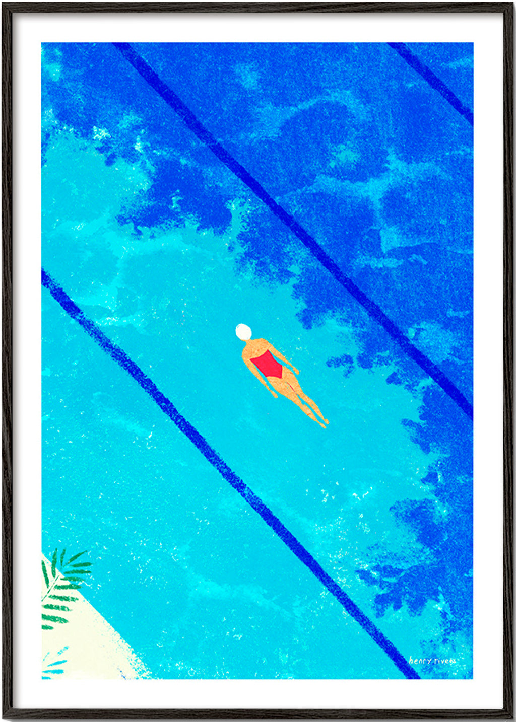 Illustration Schwimmerin im Pool – Black Frame