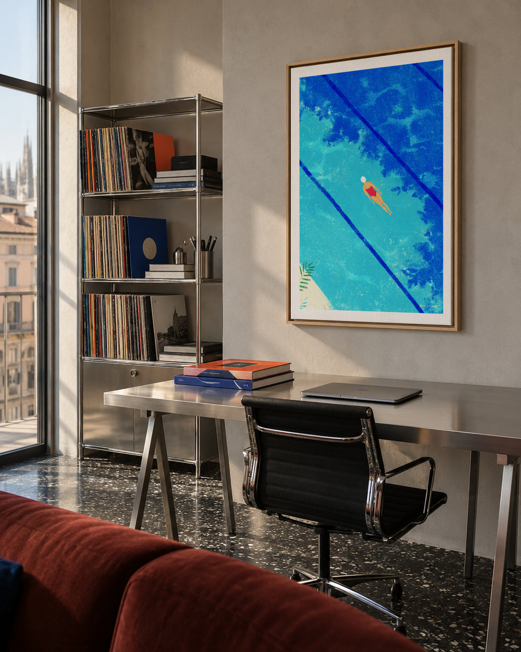 Calm under the surface - Framed canvas in an interior